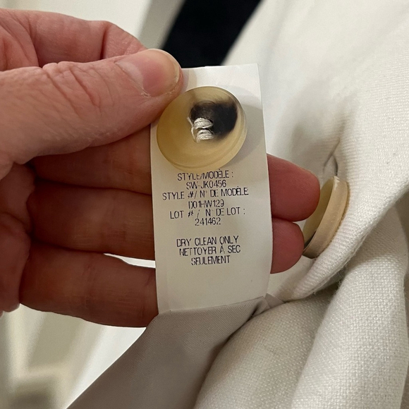 Helmut Lang Women's Single Button Deep V Neck Blazer Jacket Linen Cotton Blend 0 - Picture 10 of 11